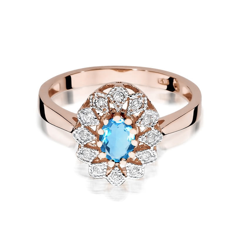 Gold Ring With Topaz And Diamonds