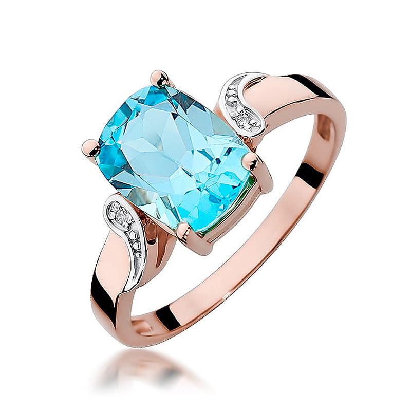 Gold Ring With Topaz And Diamonds