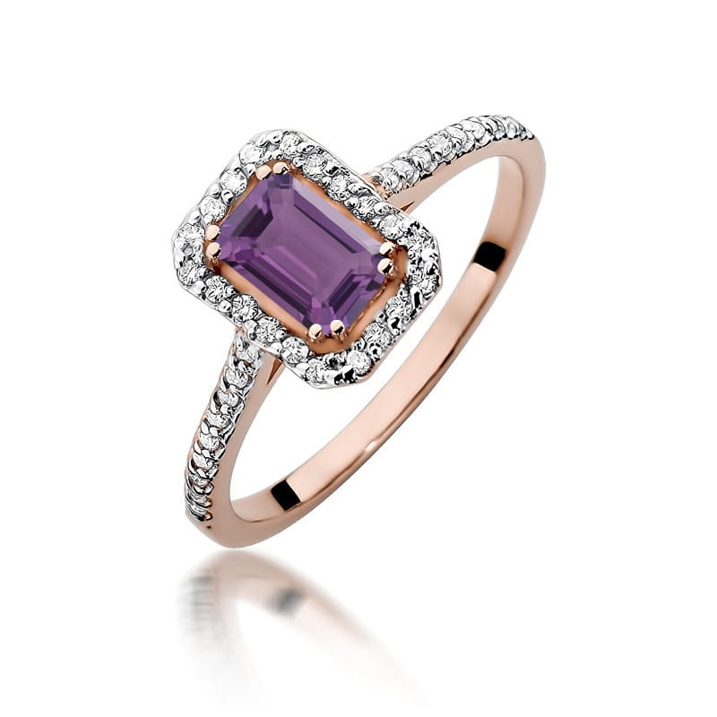 Gold Ring With Amethyst And Diamonds