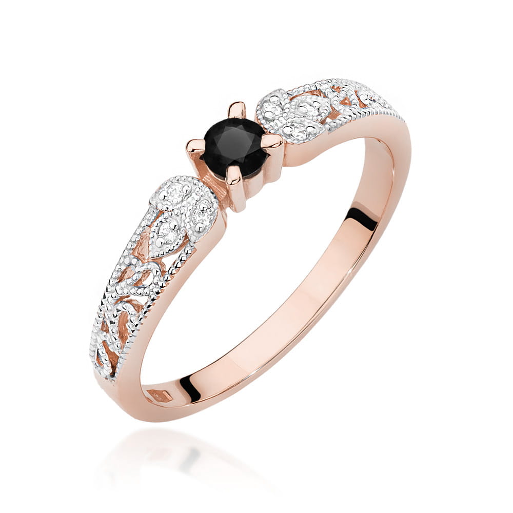 Gold Ring With Black And White Diamonds