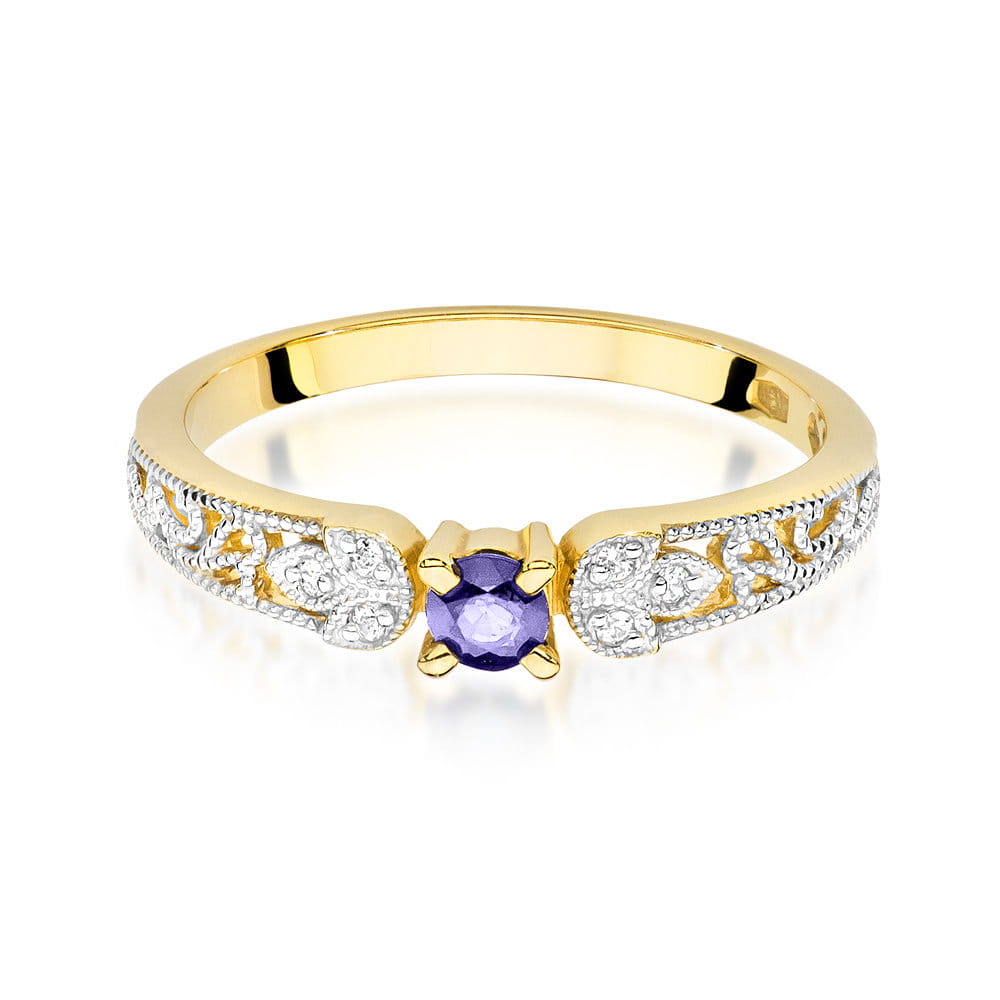 Gold Ring With Tanzanite And Diamonds