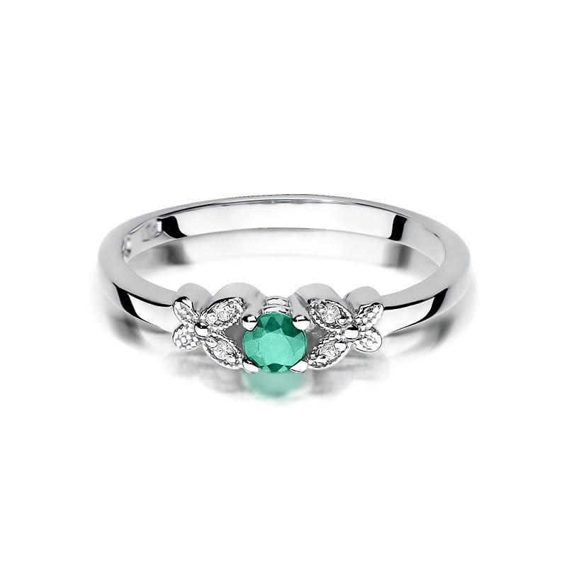 Auksinis Žiedas Su Smaragdu Ir Deimantais