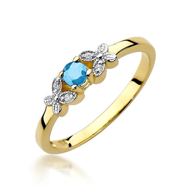 Gold Ring With Topaz And Diamonds