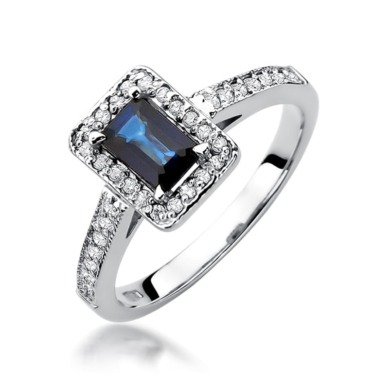 Auksinis Žiedas Su Safyru Ir Deimantais