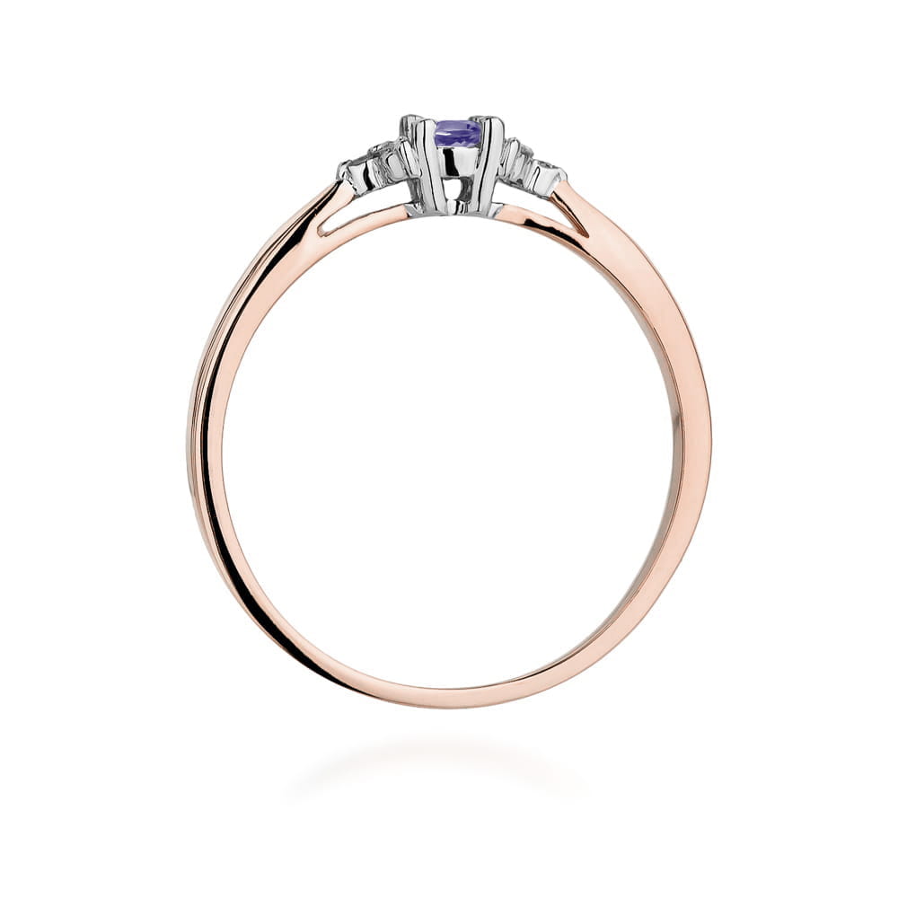 Auksinis Žiedas Su Tanzanitu Ir Deimantais