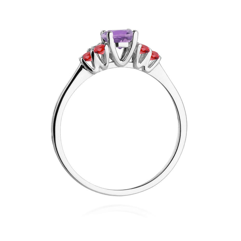 Gold Ring With Amethyst And Rubies