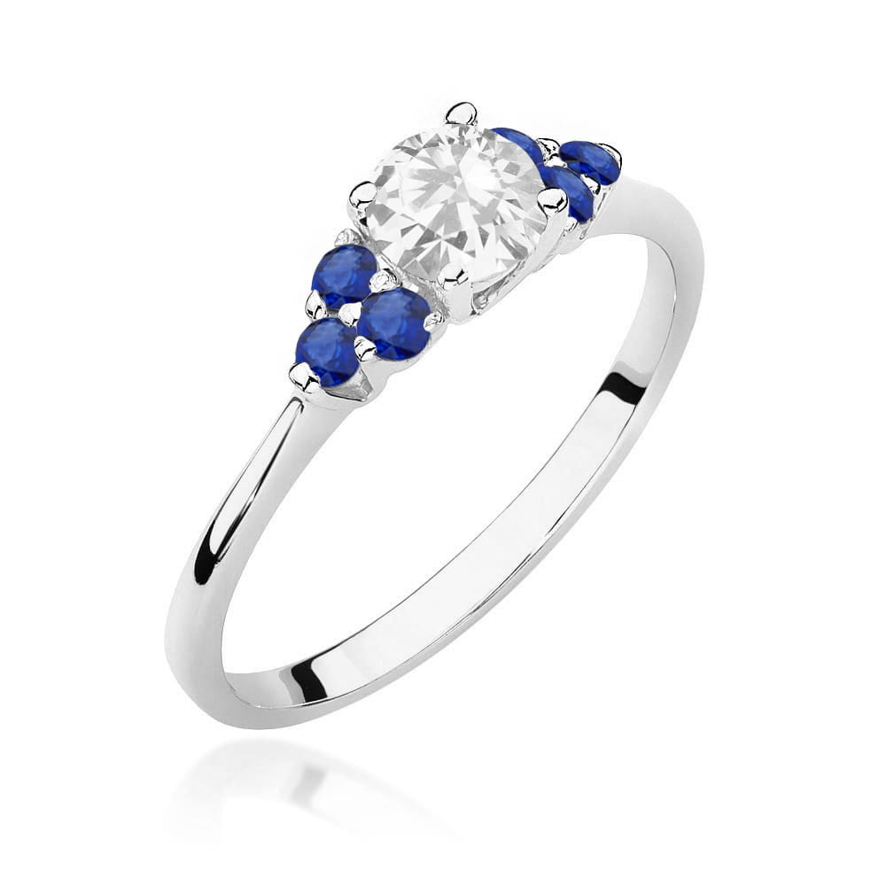 Auksinis Žiedas Su Baltu Ir Mėlynais Safyrais