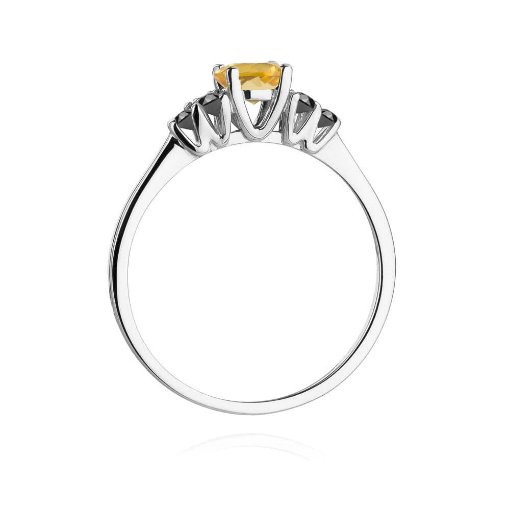 Gold Ring With Citrine And Black Diamonds