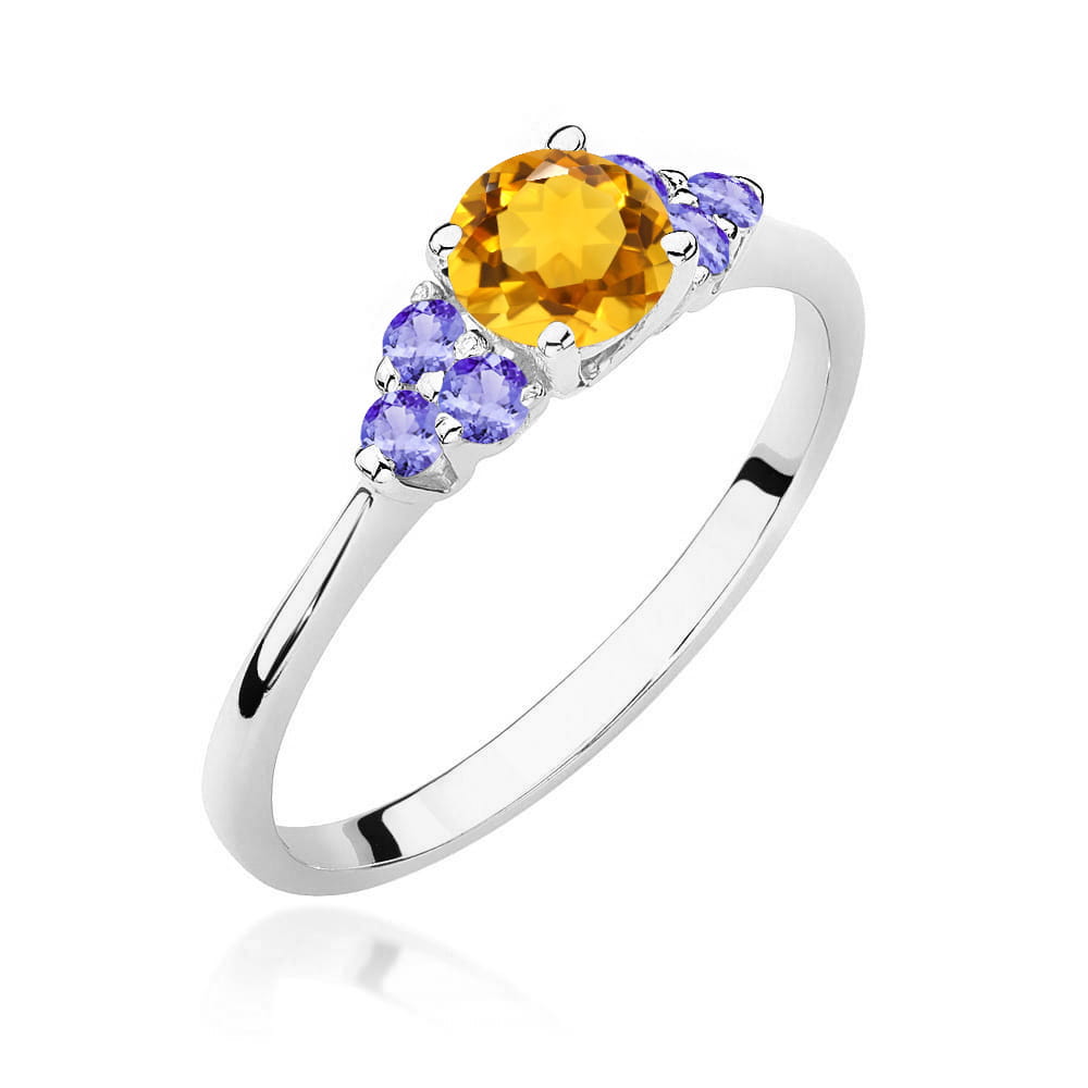 Gold Ring With Citrine And Tanzanite