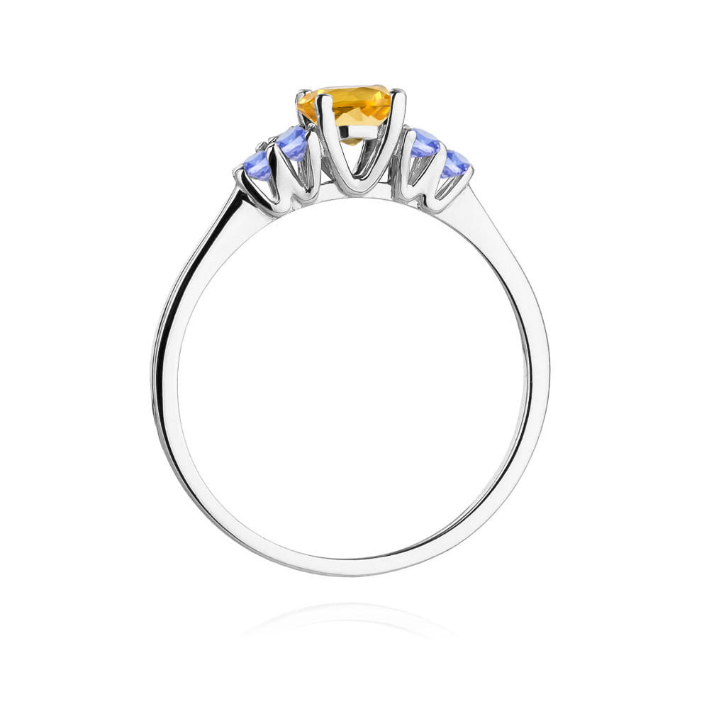 Gold Ring With Citrine And Tanzanite