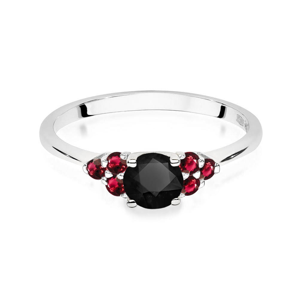 Gold Ring With Black Diamond And Rubies