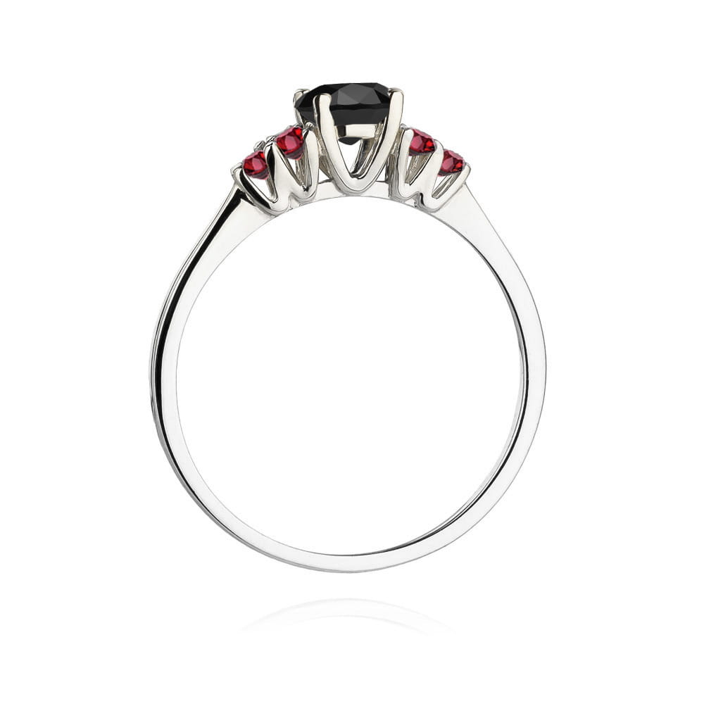 Gold Ring With Black Diamond And Rubies