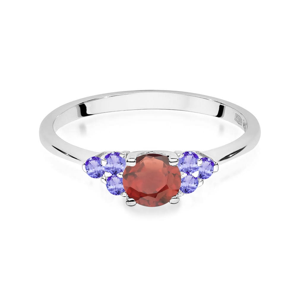 Auksinis Žiedas Su Granatu Ir Tanzanitais