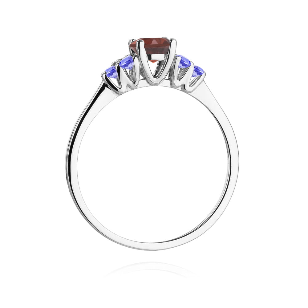 Gold Ring With Garnet And Tanzanite