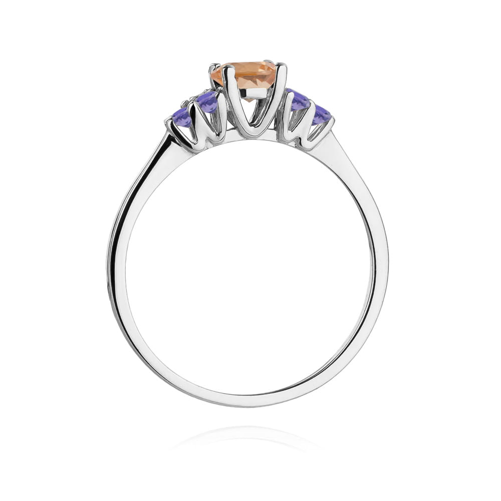 Gold Ring With Morganite And Tanzanite