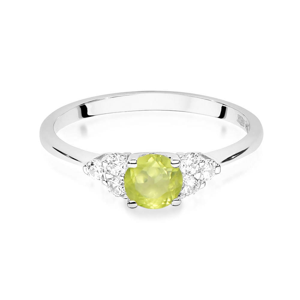 Gold Ring With Peridot And Diamonds