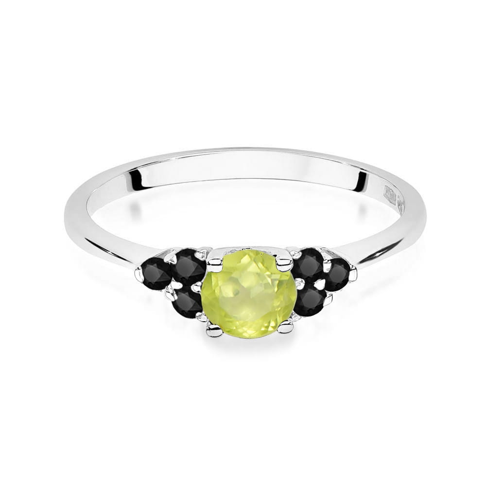 Gold Ring With Peridot And Black Diamonds