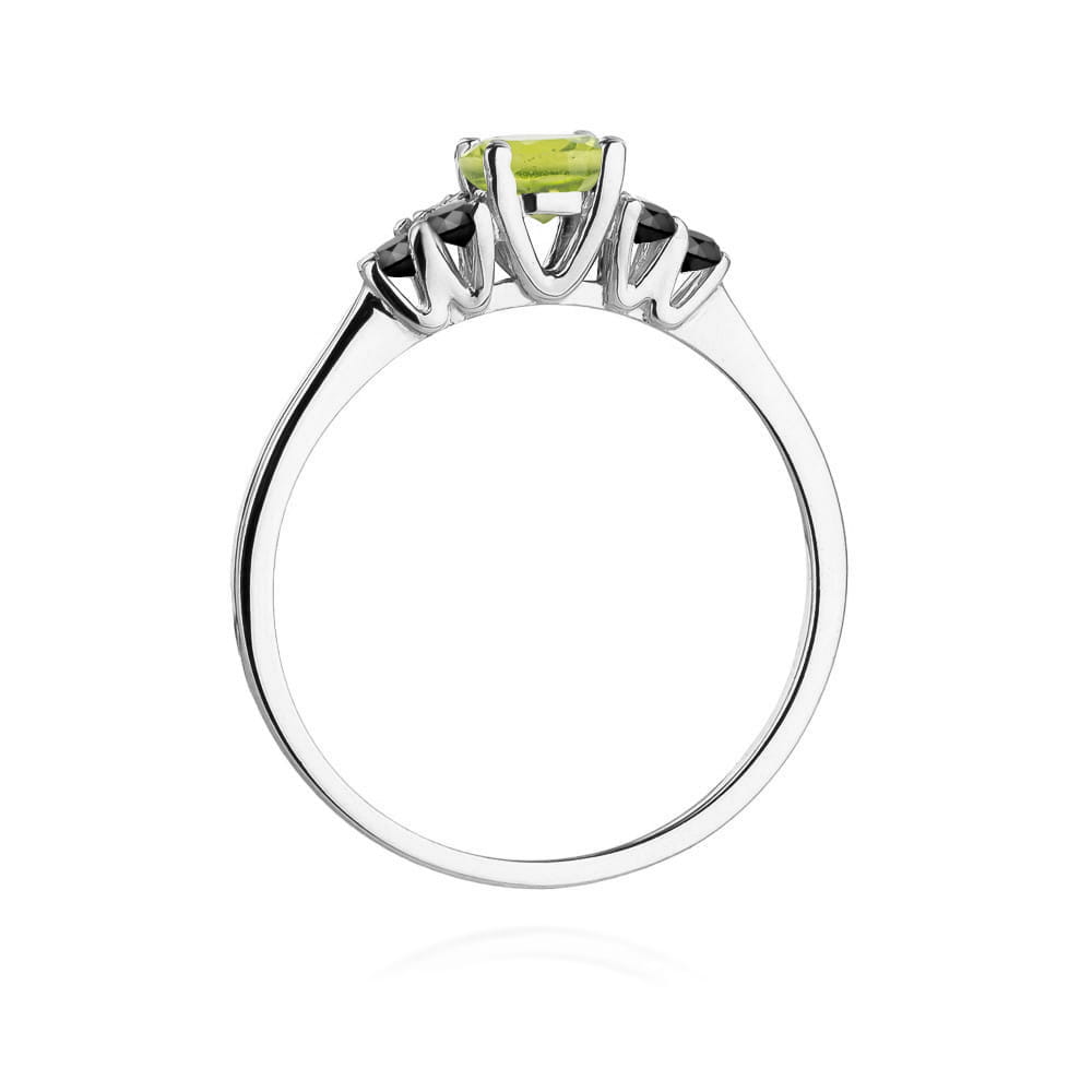 Gold Ring With Peridot And Black Diamonds