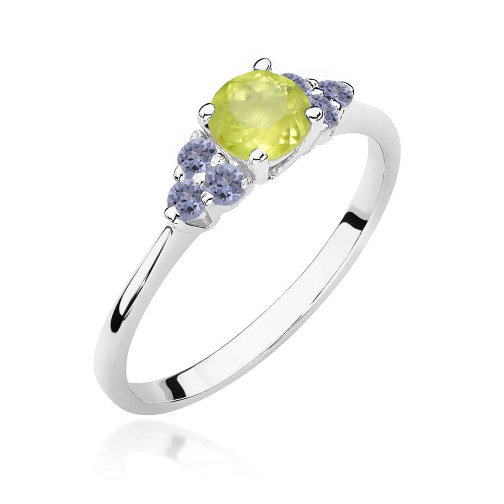 Gold Ring With Peridot And Tanzanite