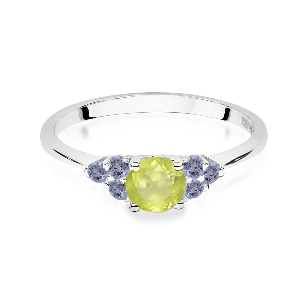 Auksinis Žiedas Su Peridotu Ir Tanzanitais