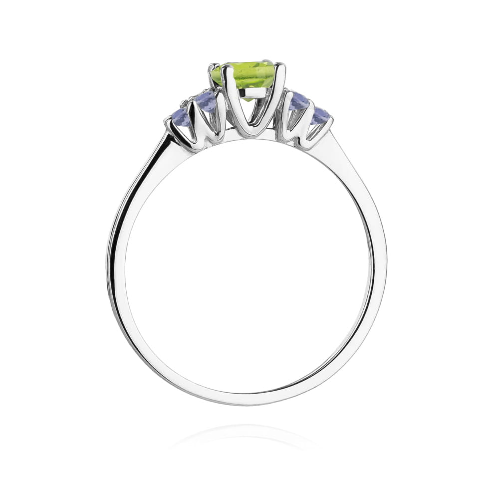 Gold Ring With Peridot And Tanzanite