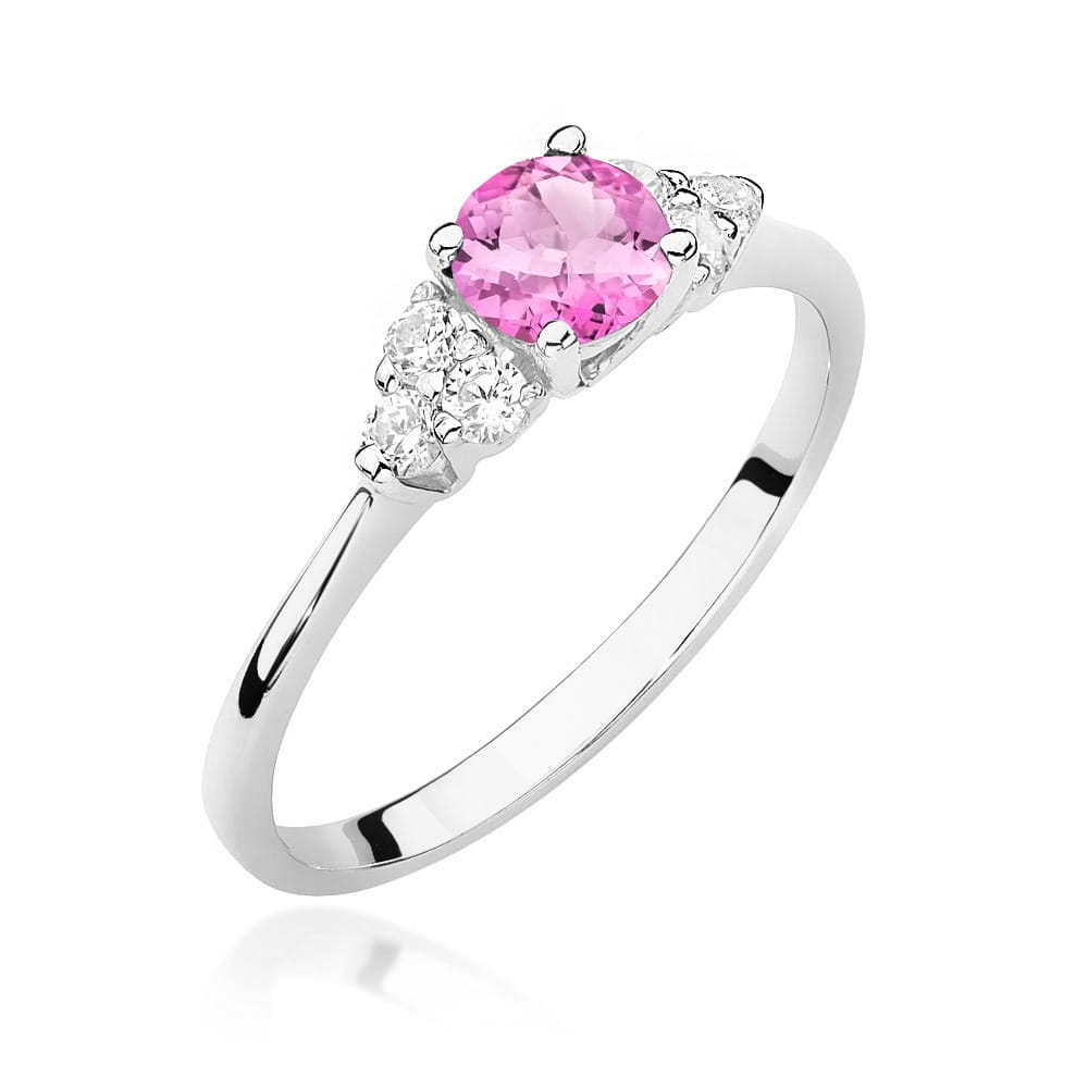 Gold Ring With Pink Topaz And Diamonds