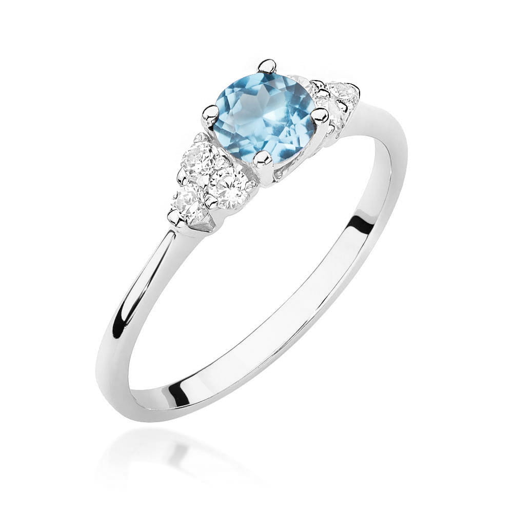 Auksinis Žiedas Su Topazu Ir Deimantais