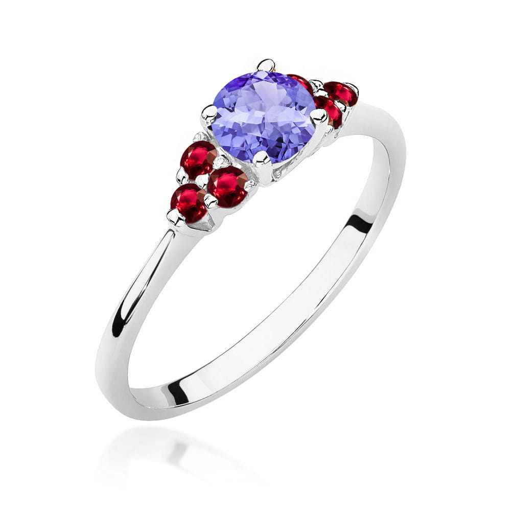 Gold Ring With Tanzanite And Rubies