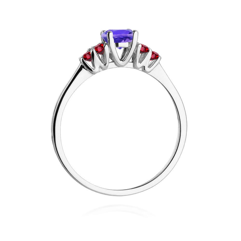 Gold Ring With Tanzanite And Rubies