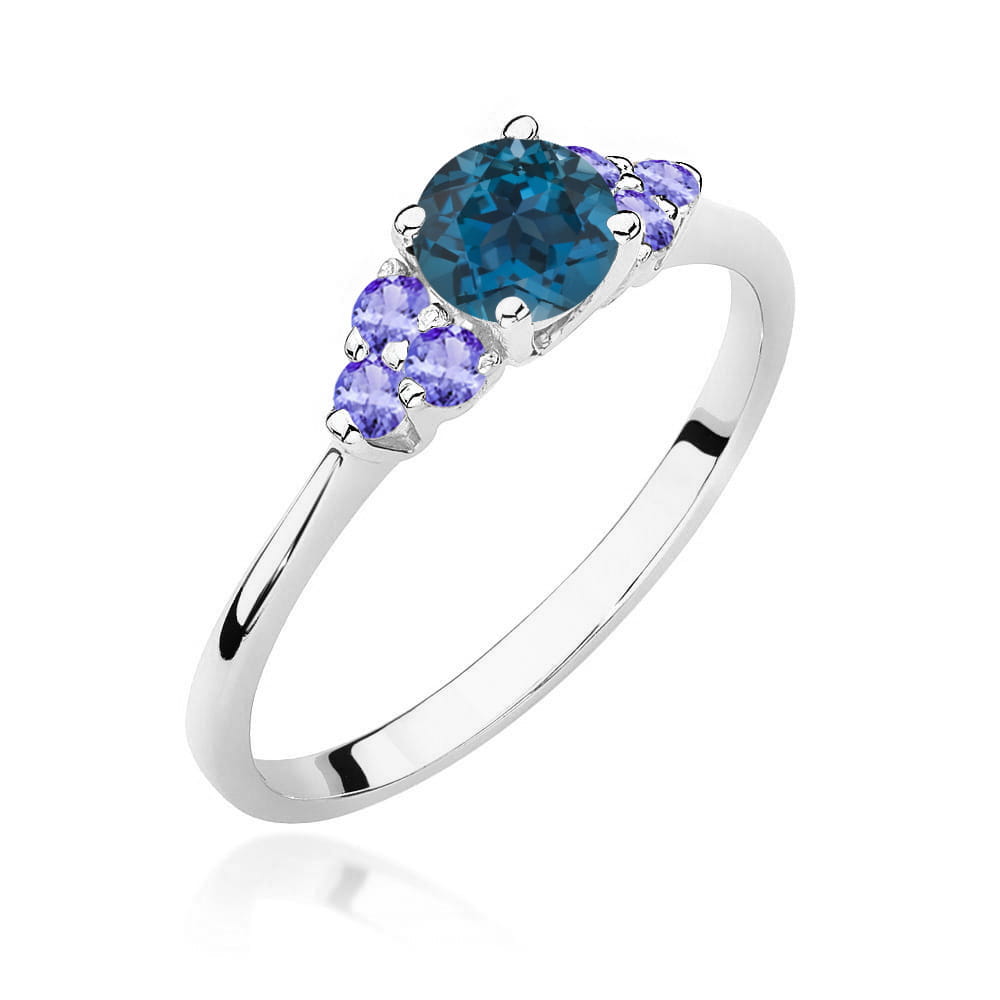Gold Ring With London Topaz And Tanzanites