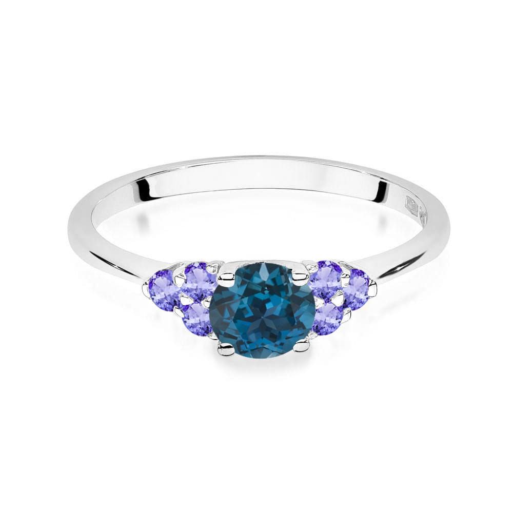 Gold Ring With London Topaz And Tanzanites
