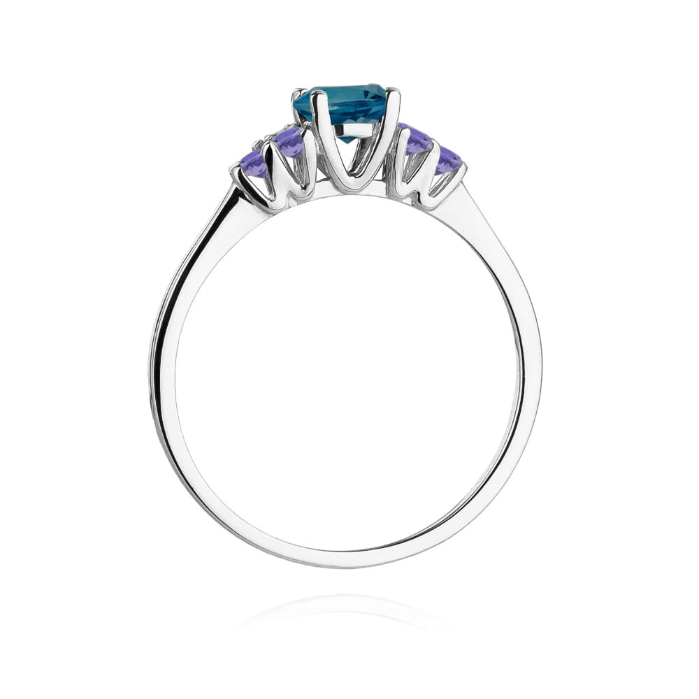 Gold Ring With London Topaz And Tanzanites