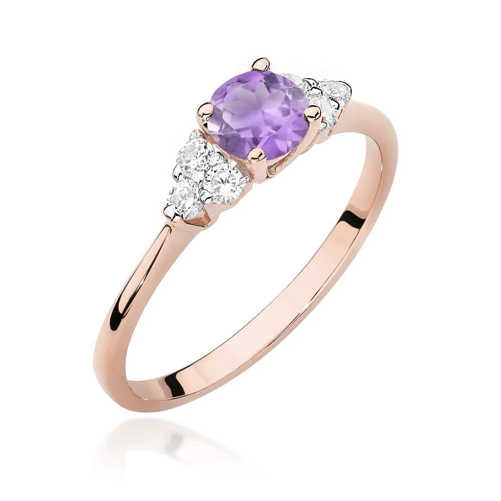 Gold Ring With Amethyst And Diamonds