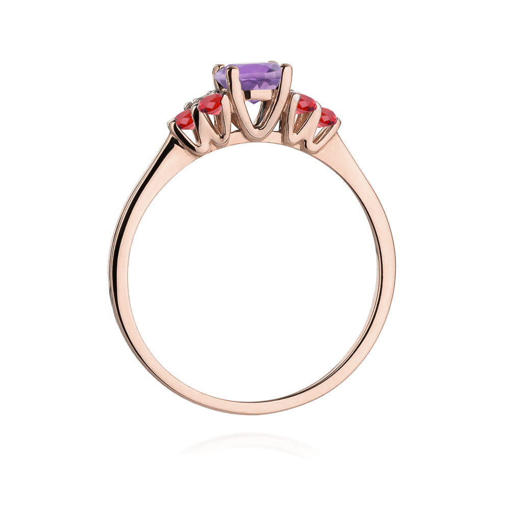 Gold Ring With Amethyst And Rubies