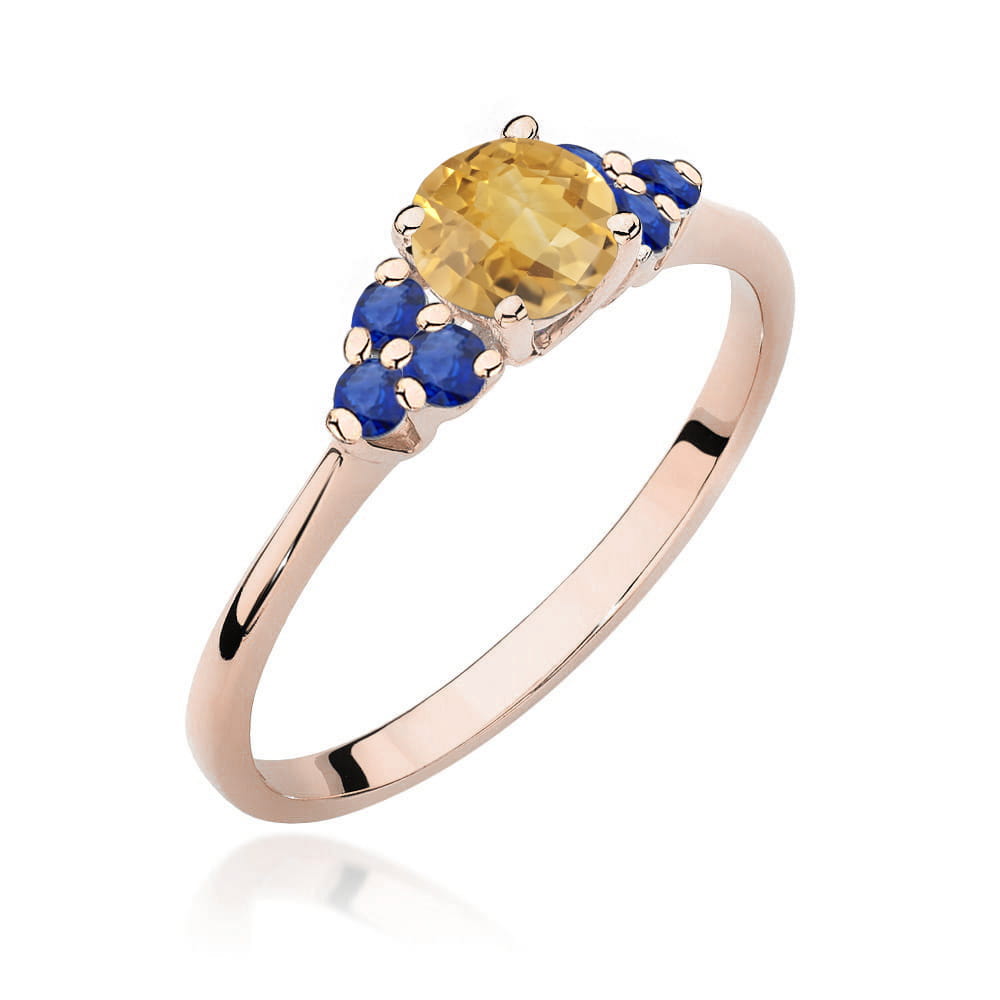 Gold Ring With Citrine And Sapphires