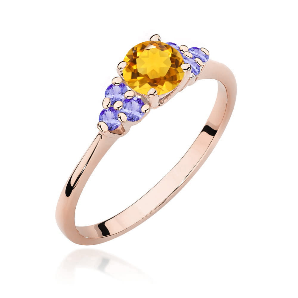 Gold Ring With Citrine And Tanzanite