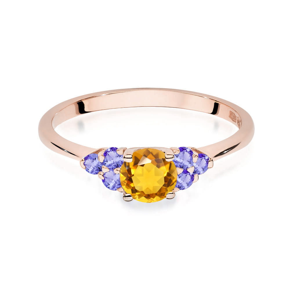 Gold Ring With Citrine And Tanzanite
