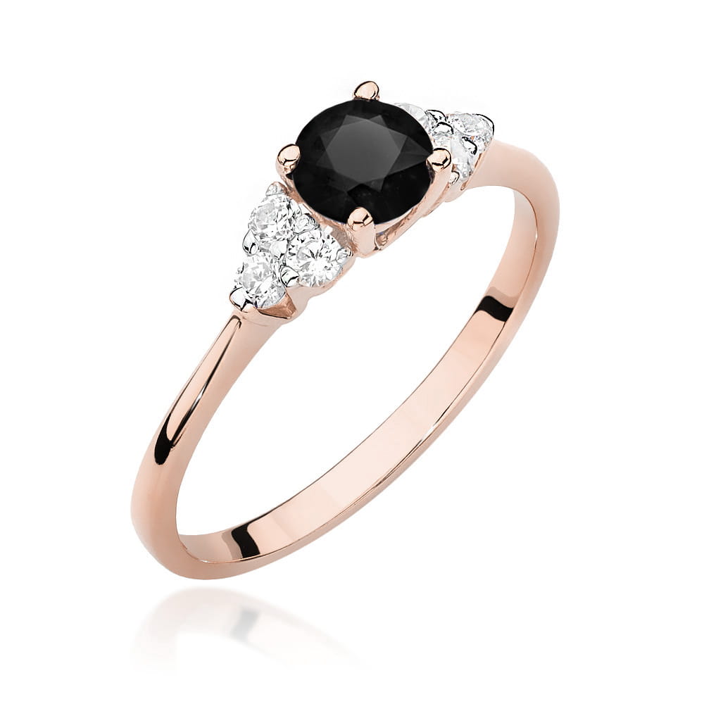 Gold Ring With Black And White Diamonds