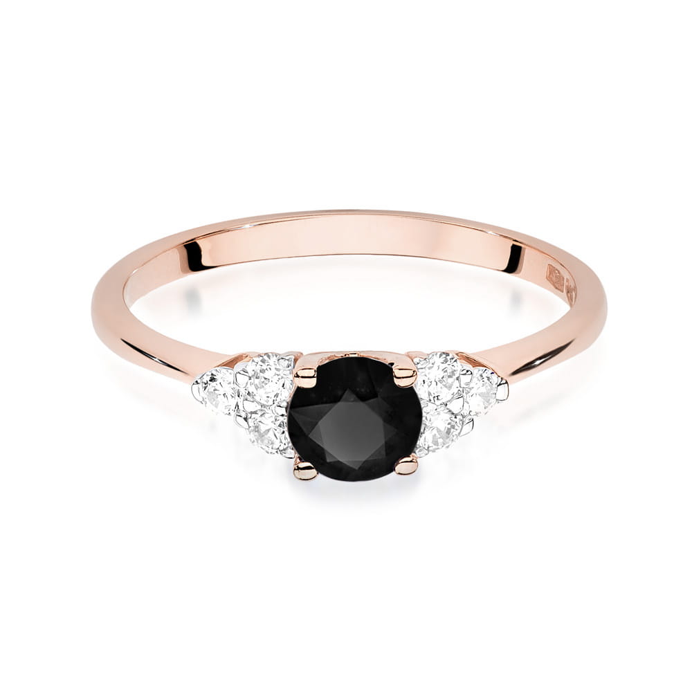 Gold Ring With Black And White Diamonds