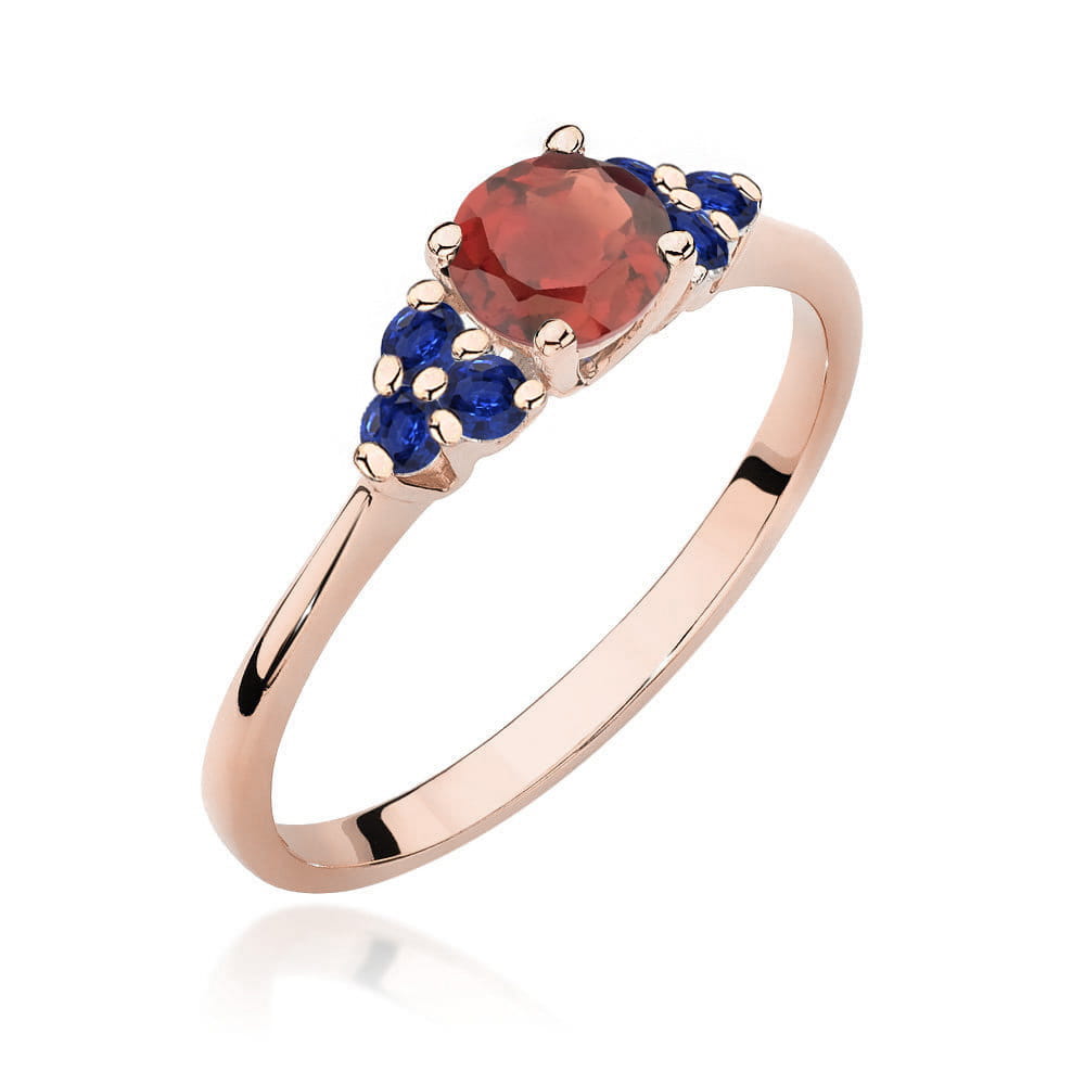 Gold Ring With Garnet And Sapphires