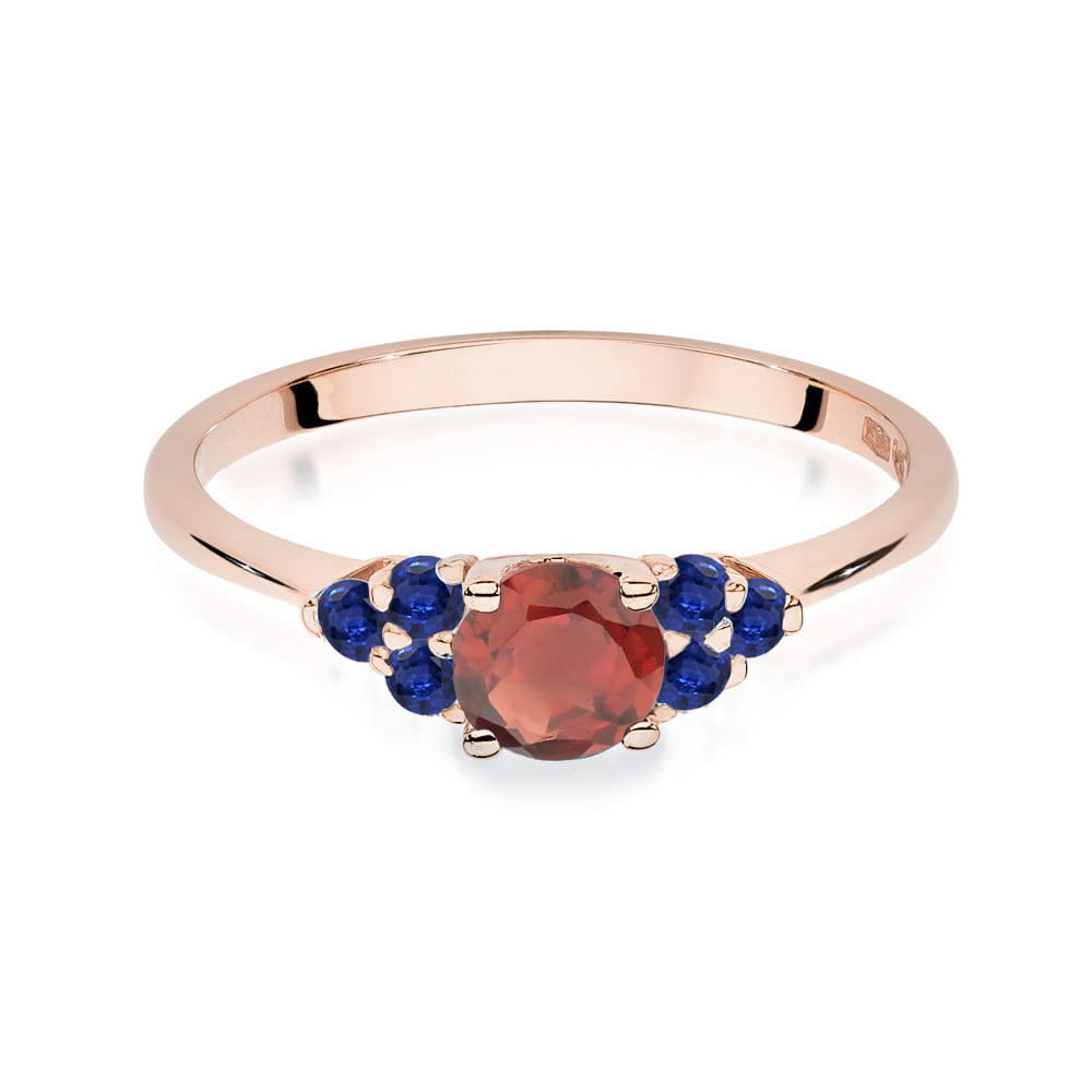 Gold Ring With Garnet And Sapphires