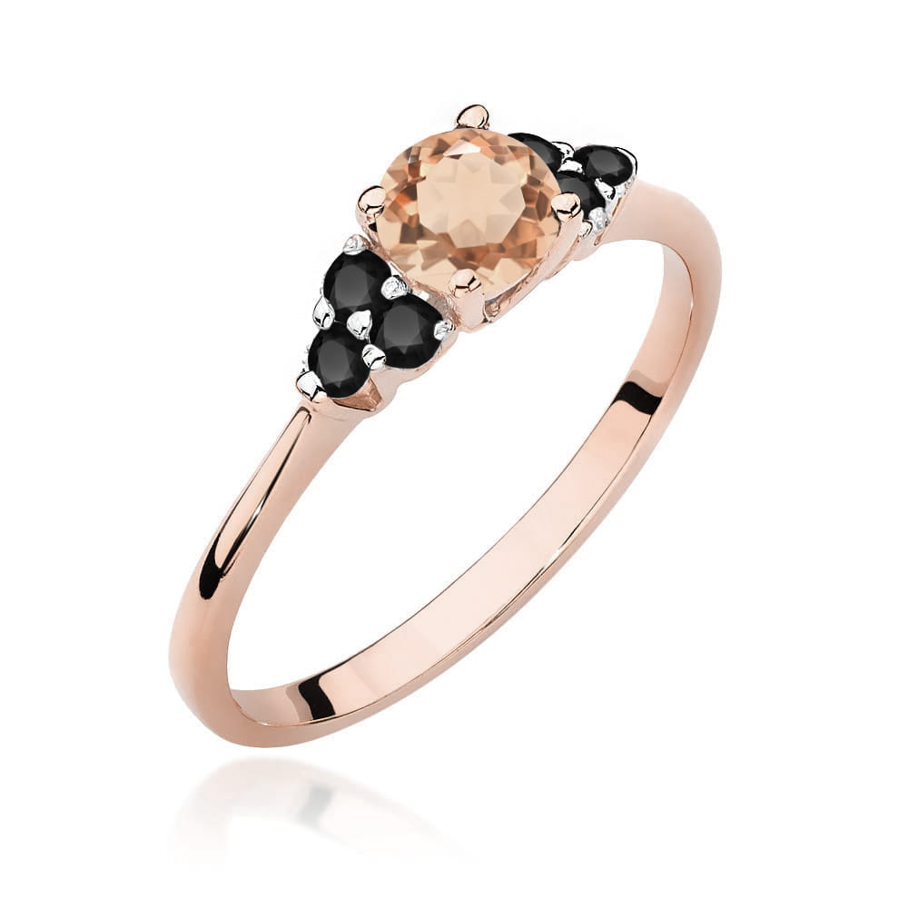 Gold Ring With Morganite And Black Diamonds
