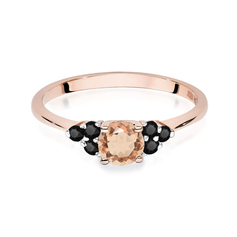 Gold Ring With Morganite And Black Diamonds