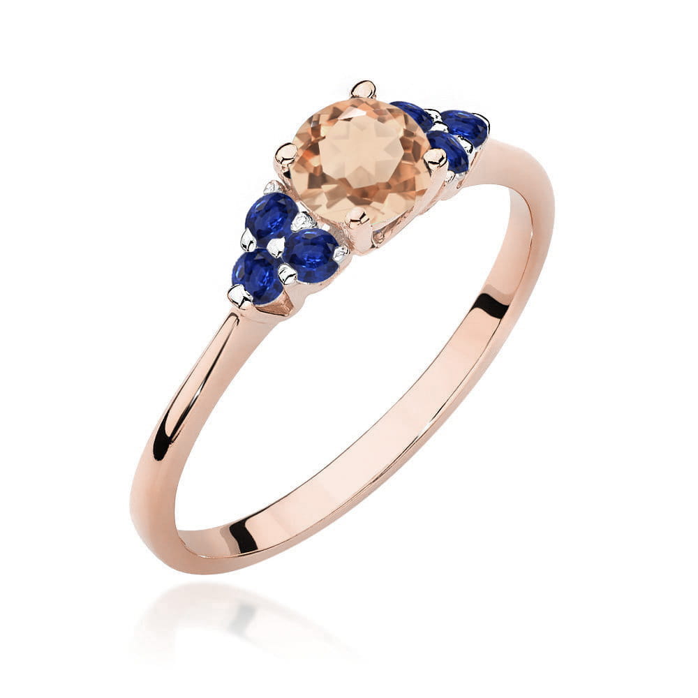 Gold Ring With Morganite And Sapphires