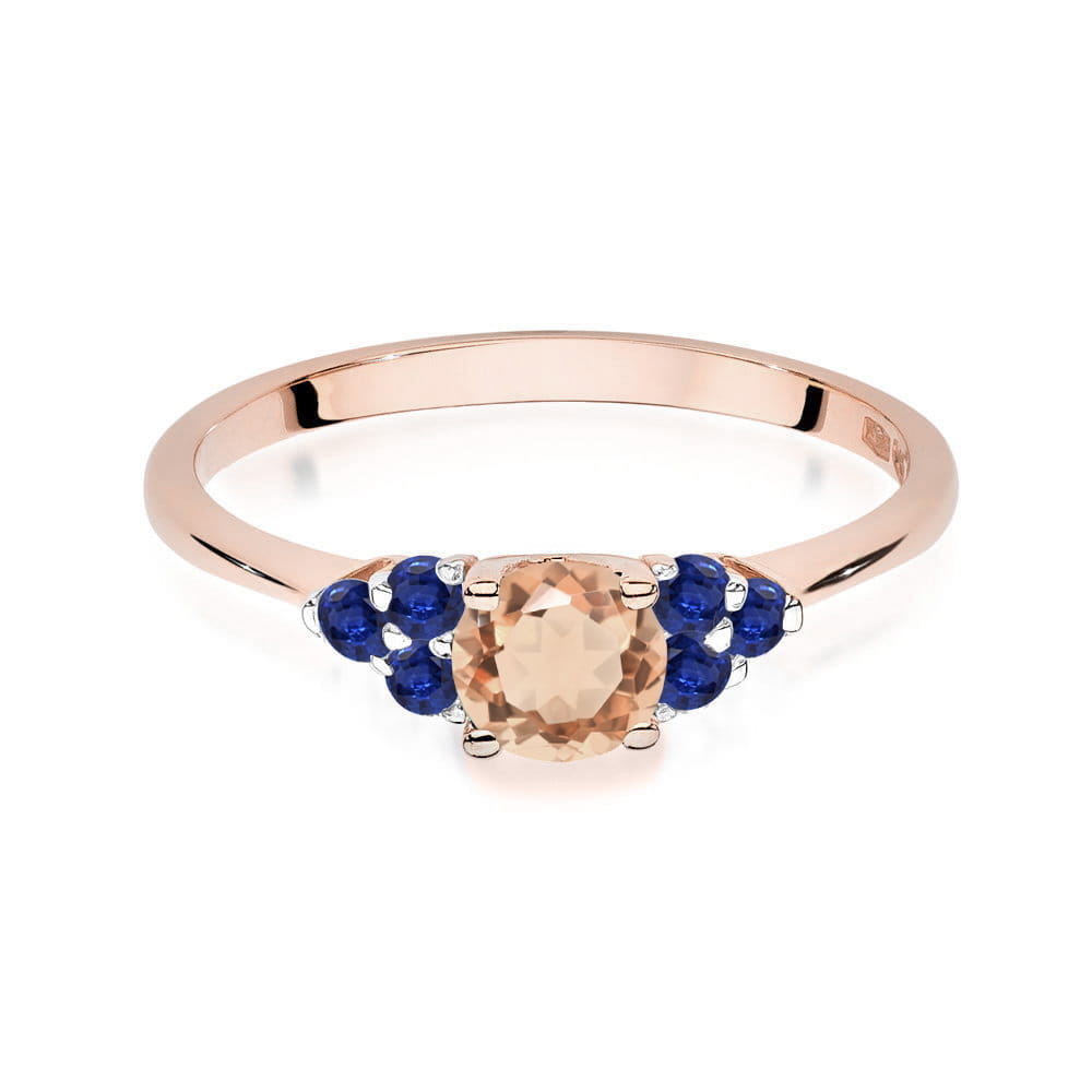 Gold Ring With Morganite And Sapphires
