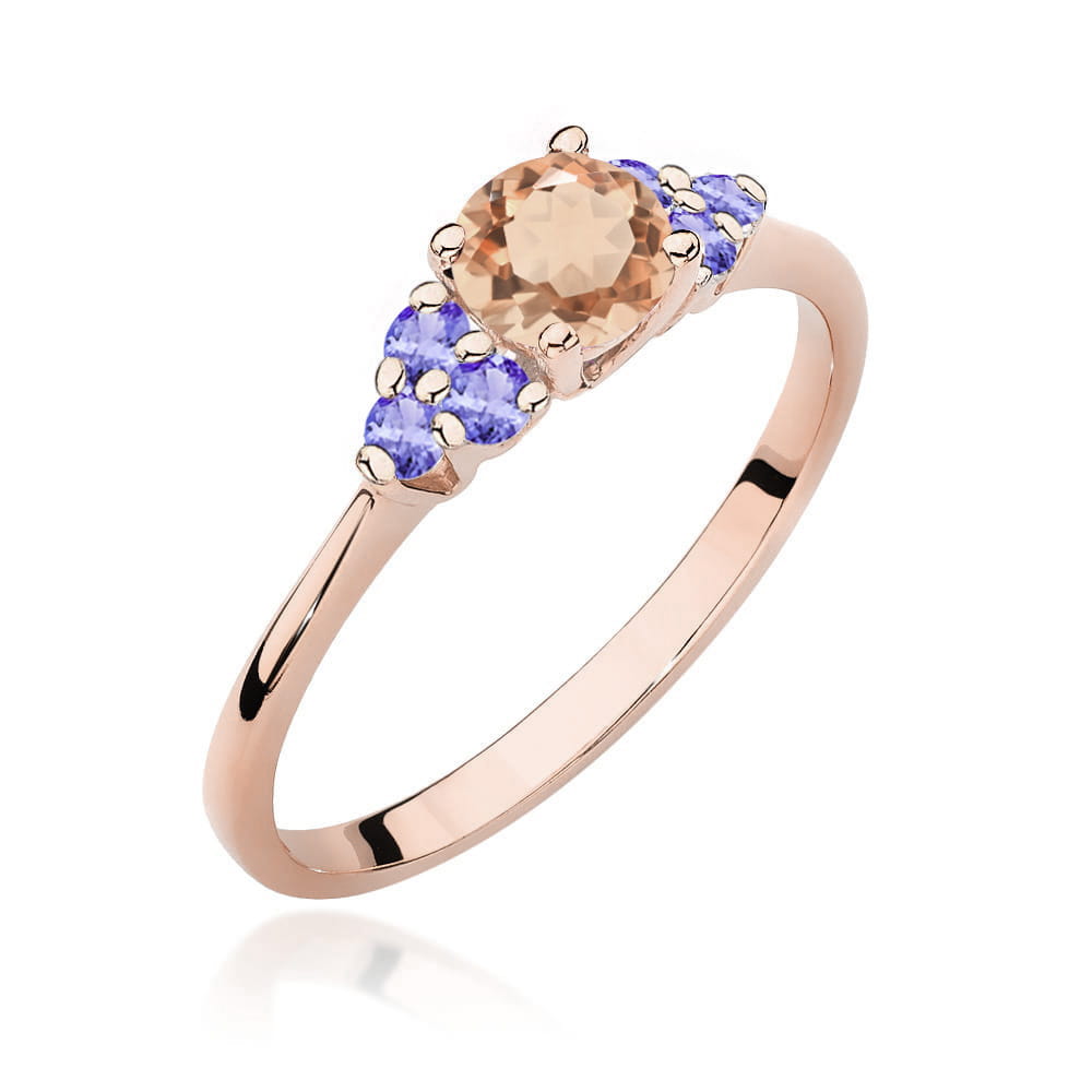 Gold Ring With Morganite And Tanzanite