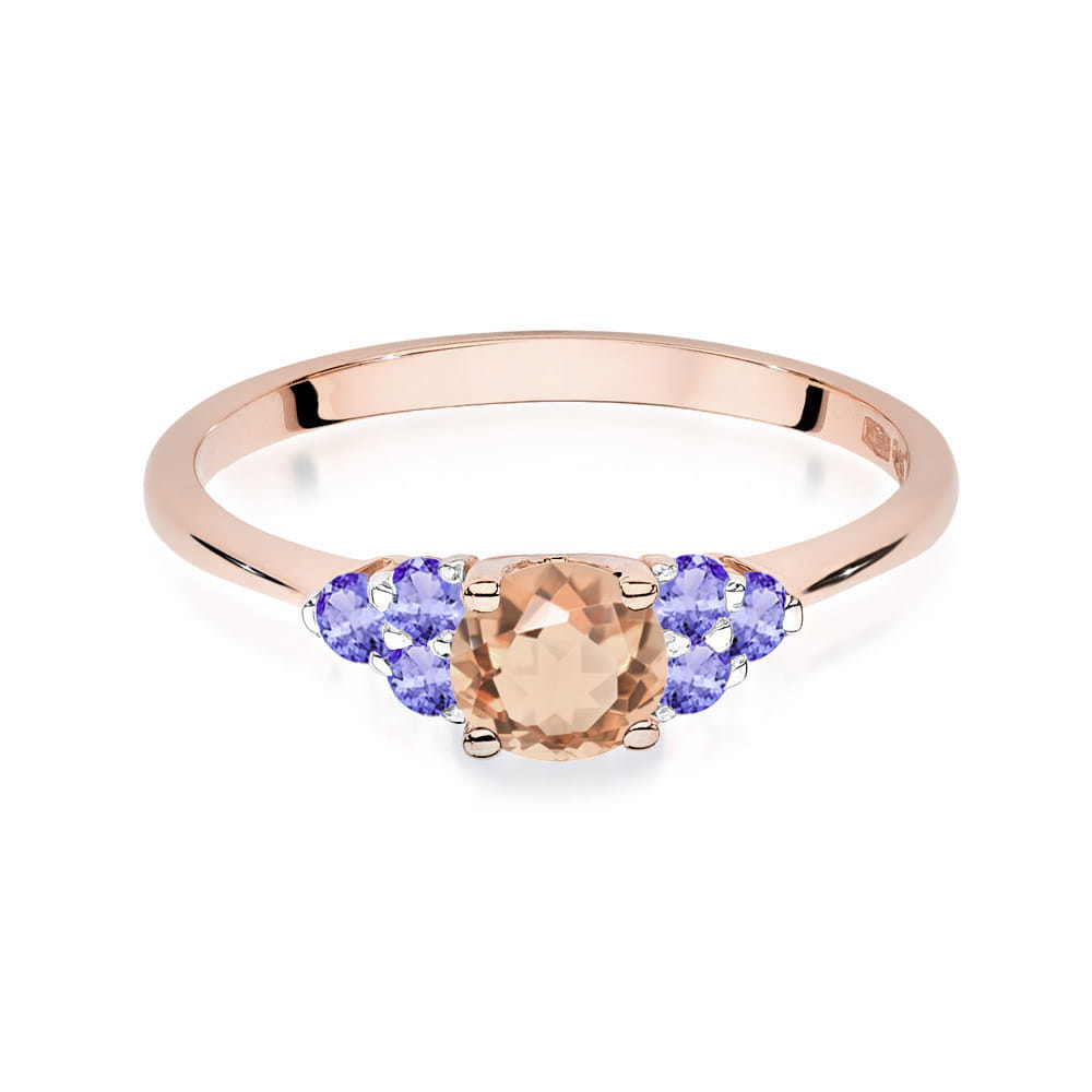 Gold Ring With Morganite And Tanzanite