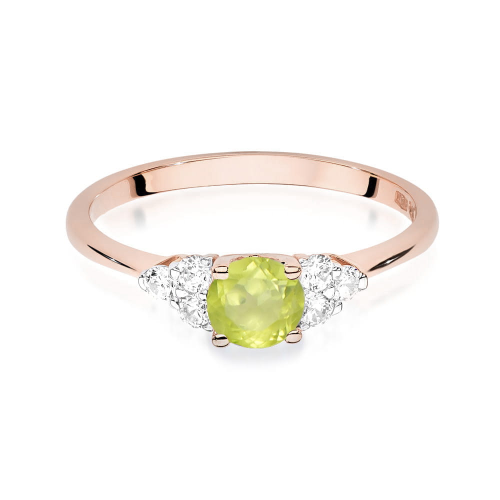 Gold Ring With Peridot And Diamonds