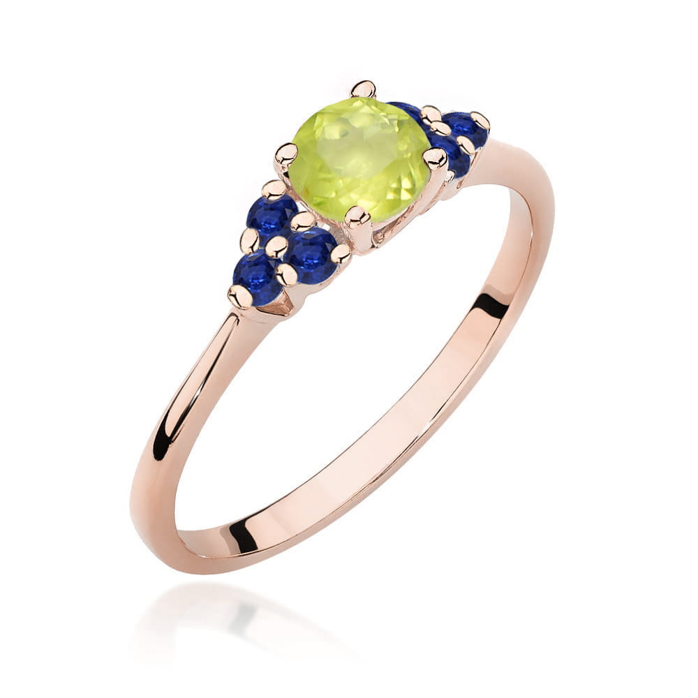Gold Ring With Peridot And Sapphires