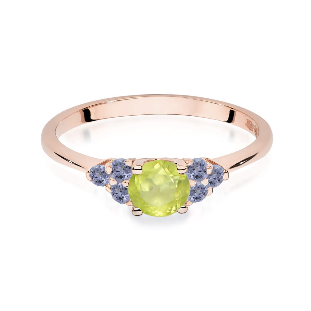 Gold Ring With Peridot And Tanzanite